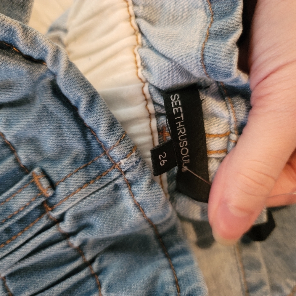 Paper bag high-waisted denim shorts - Picture 4 of 6